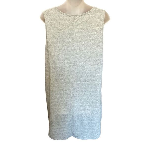 Ya Los Angeles Midi Dress Round Neck Sleeveless Grey Geo Embroidery Large - Picture 2 of 9